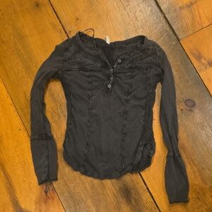 Free People Charcoal Long Sleeve Top
